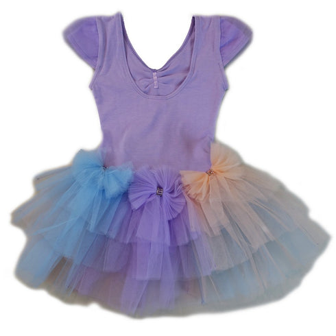 Girls Purple 3 Color Bows Fluffy Tutu Ballet Dress S (9-24M)-XL (6-8) - SophiasStyle.com